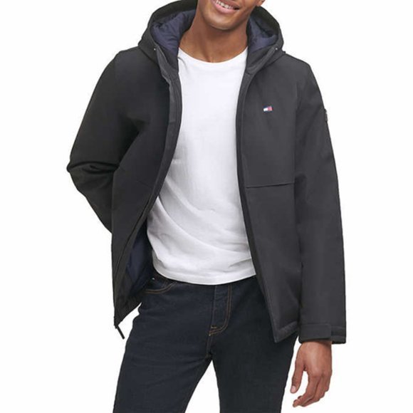 Men's Performance Hooded BLACK Jacket Tommy Hilfiger - Picture 3 of 7